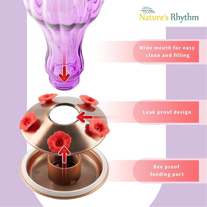 Nature's Rhythm Outdoor Mesh Feeder Metal Mesh Bird Feeder Purple Balloon Bottle Feeder Bird