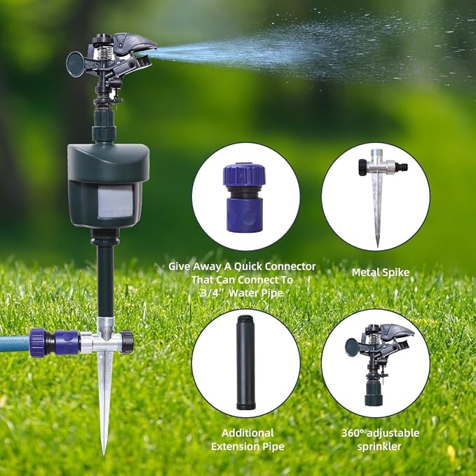 Motion Activated Sprinkler Outdoor Waterproof Repellent for Yard