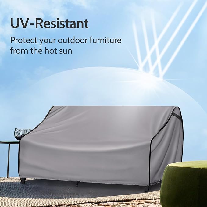 Outdoor Furniture Covers for Sofa Waterproof, Fits up to 54W x 38D x 29H inches, Patio Loveseat Cover Tear Resistant, Grey