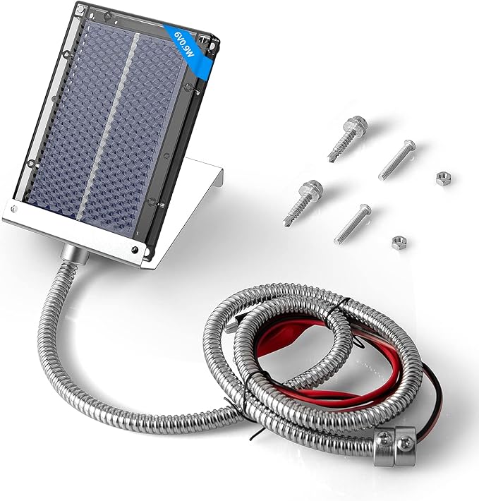 6-Volt Solar Panel for Deer Feeder with an Adjustable Mounting Bracket and Alligator Clips - Waterproof Solar Power Charger Compatible with 6V Game Feeder Timer and Rechargeable Batteries
