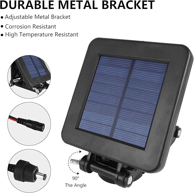 6V Solar Panel for Deer Feeder, Efficient Charger w/Adjustable Mounting Bracket & Alligator Clips, 6V Solar Panel Compatible with Game Feeder Timer & Rechargeable Batteries