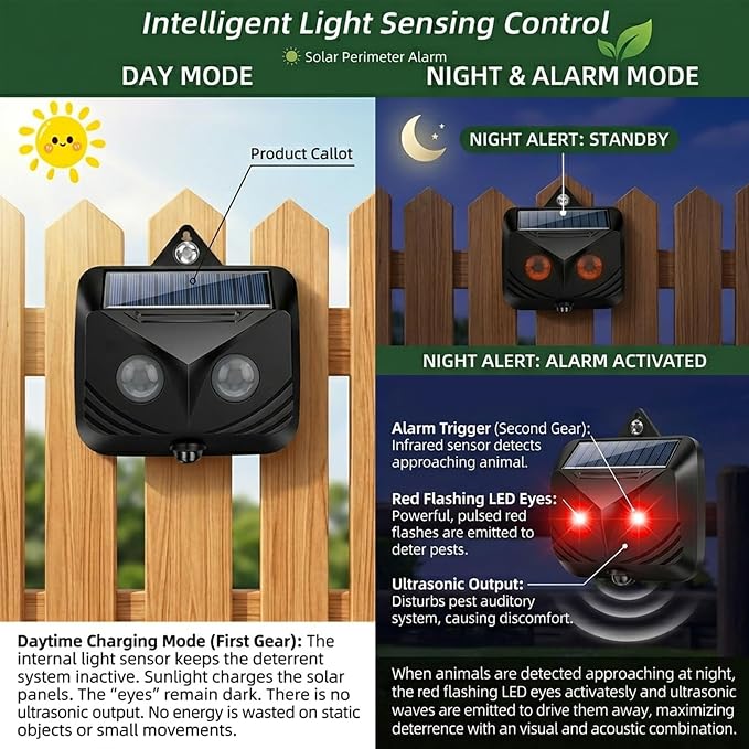 2026 Solar Nocturnal Animal Repellent Outdoor (4 Pack),Predator Eyes Coyote Deterrent & Skunk Repellent for Yard,Flashing Predator Lights Deer Fox Raccoon Repeller Device for Garden Chicken Coop (4)