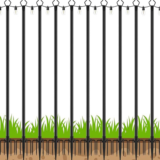 LETIANPAI 10 Pack String Light Poles,10 Ft Metal Poles with Fork for Outdoor String Lights,Outdoor Light Poles with Fork,Poles/Post/Stand for Outside