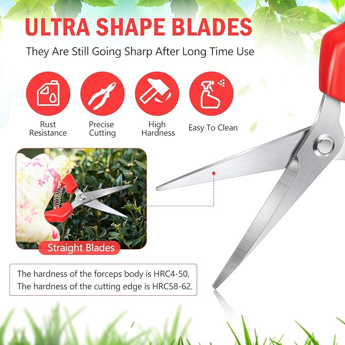 Lasnten 10 Pcs Bud Trimming Scissors Bulk 7.2 Inch Pruning Shears Garden Scissors for Precise Cut Bonsai Gardening Hand Pruner with Straight Stainless Steel Blade Pruning Snip for Flower Plant (Red)