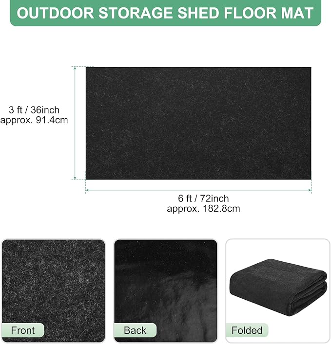 M METERXITY Outdoor Storage Shed Mat, 3x6 FT Waterproof Small Shed Flooring Mat for Patio Furniture Floor Protecting from Wear/Liquid/Dust/Oil, Non-Slip Carport Pad [Grey]