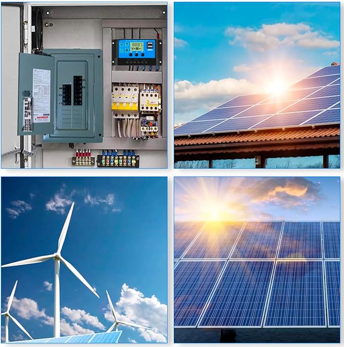 30A PWM Solar Charge Controller, 12V 24V Dual USB Solar Panel Battery Intelligent Regulator with LCD Display, Auto Parameter Adjustable, Timer Setting, Multiple Load Control Modes