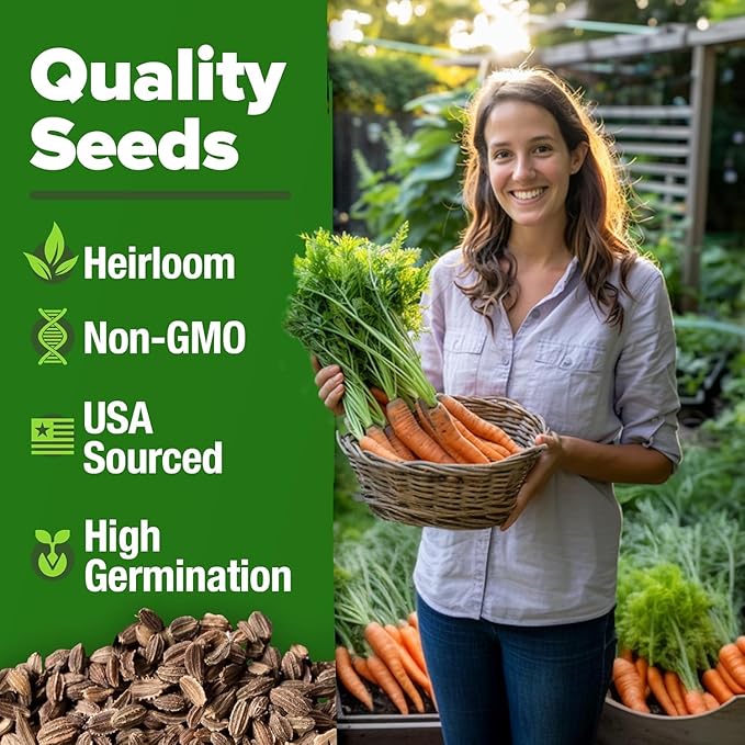 HOME GROWN Tendersweet Carrots Seeds 3000+ Heirloom Non-GMO Seeds for Planting, High Germination, Sweetest Coreless Root Vegetable, Crunchy Summer Garden (Daucus carota subsp. sativus)