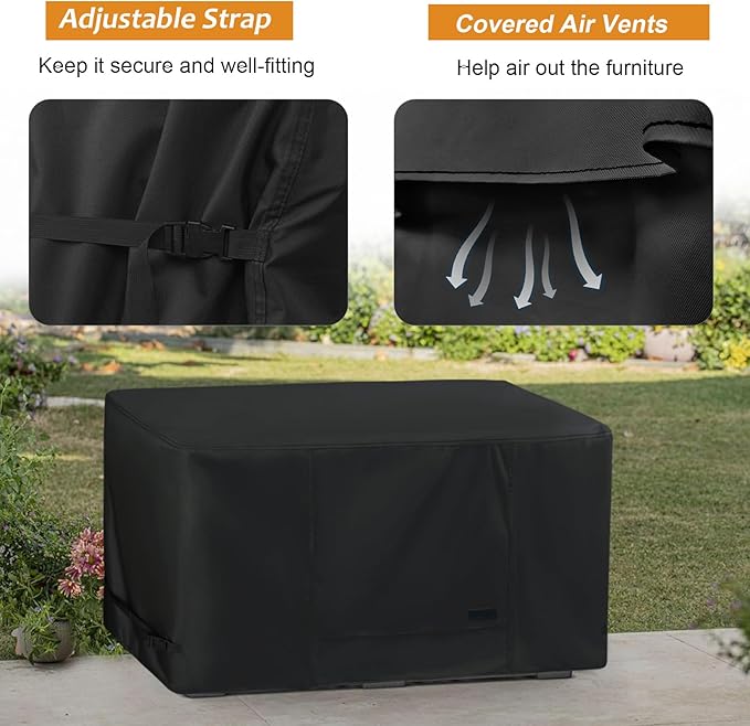 NettyPro Deck Box Cover Outdoor Waterproof Storage Bench Cover for Rectangular Deck Box, 57 x 28 x 24 inch, Black