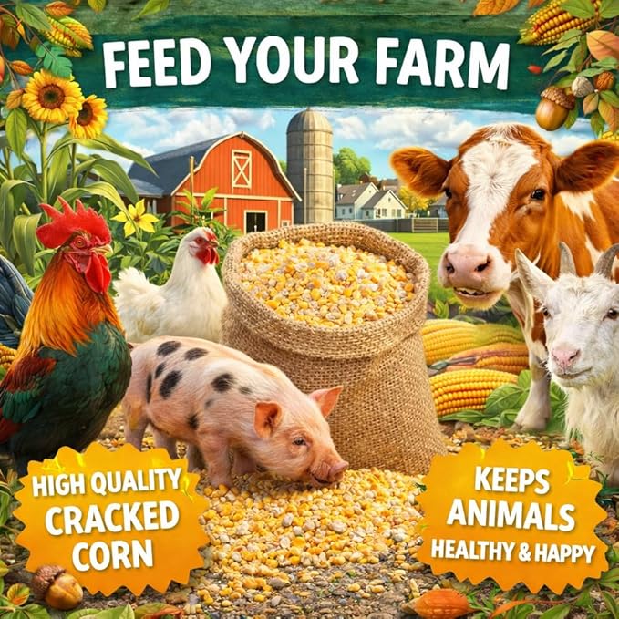 Office Roast Cracked Corn for Animals | 5 lb Bulk Value Bag | – All-Natural Dried Feed for Birds, Ducks, Chickens, Wildlife Deer & Backyard Animals