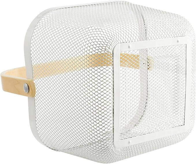 Cheardia 2 Pack Picnic Baskets, Metal Mesh Harvest Basket with Foldable Wooden Handle, Rectangle Garden Storage Basket Bin for Vegetable Fruit Garden Kitchen Cabinet Picking Gathering, White