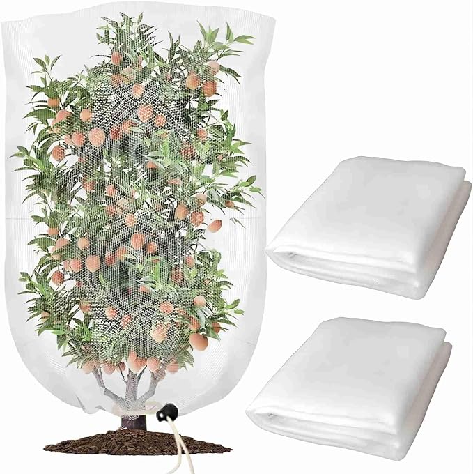 2 Pack Bird Netting for Fruit Trees with Zipper & Drawstring – 3.3x4.6FT Garden Plant Covers, Reusable Protection for Blueberry Bushes, Tomato Plants, Cherry Trees – Blocks Birds, Cicadas & Pests