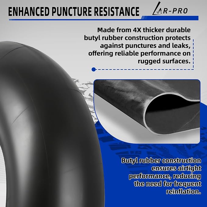 AR-PRO Relacement 25x13-9 Inner Tubes for ATV/UTV, Lawn Tractor, Mowers, Golf Cart, Snow Blowers, and More - with TR6 Straight Metal Valve Stems - Made from Durable Butyl Rubber (2-Pack)