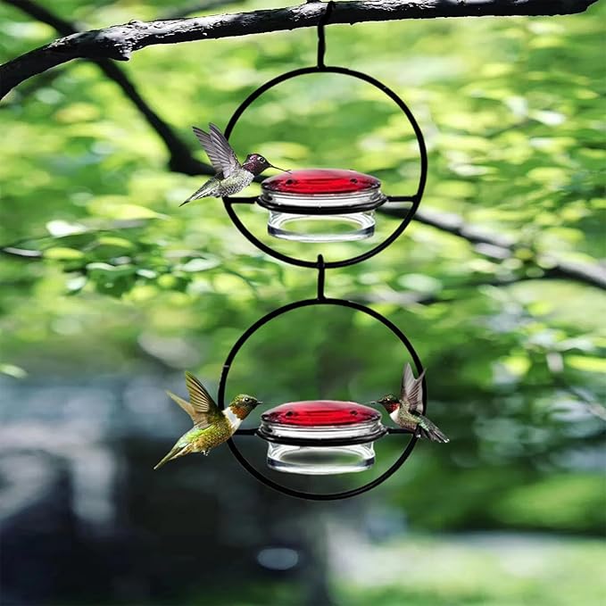 2025 New Model 3 Pack Humble Slim Hummingbird Feeder - Circular Leak-Resistant Design, Easy Clean & Fill, Outdoor Hanging Feeders for Garden, Backyard, Patio, Window (Black)