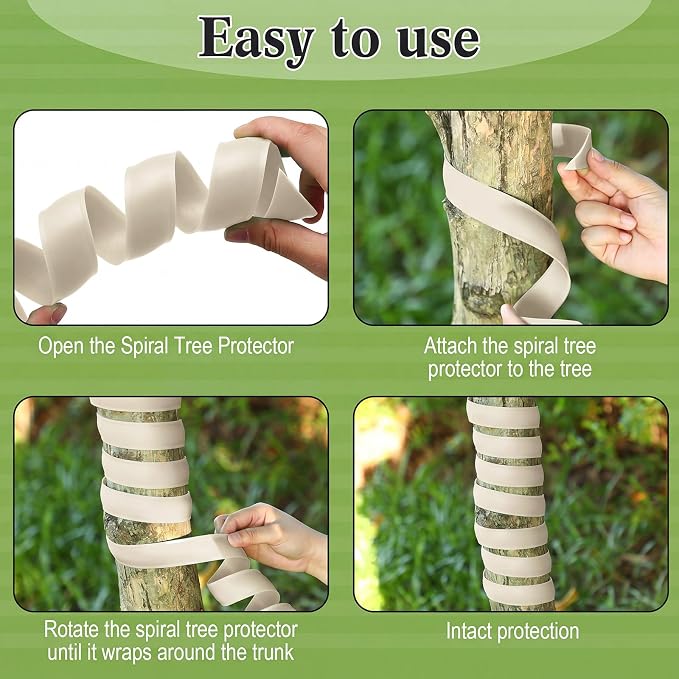 Wesiti 20 Pcs Tree Trunk Protector Plastic Spiral Trunk Tree Wrap Guard Bark Tube Protectors to Protect Bark Saplings from Deer Cats Rodents Rabbit Mowers (Beige)