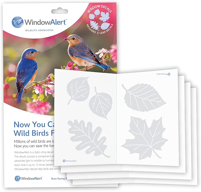 WindowAlert Leaf Medley Anti-Collision Decal 12 Pack - UV-Reflective Window Decal to Protect Wild Birds from Glass Collisions - Made in The USA