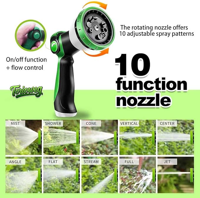 Garden Hose 25 FT-Triple-layer pipe, Heavy Duty Water Hose with solid Aluminum Fittings, Ultra-Lightweight and Flexible, Abrasion-Resistant, Rust-Resistant,Watering and Cleaning for Outdoor