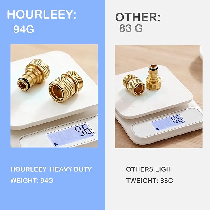Hourleey Garden Hose Quick Connect, 4 Set Solid Brass 3/4 Inch GHT Thread Garden Hose Quick Connect Fittings, No-Leak Male and Female Water Hose Quick Release Connectors