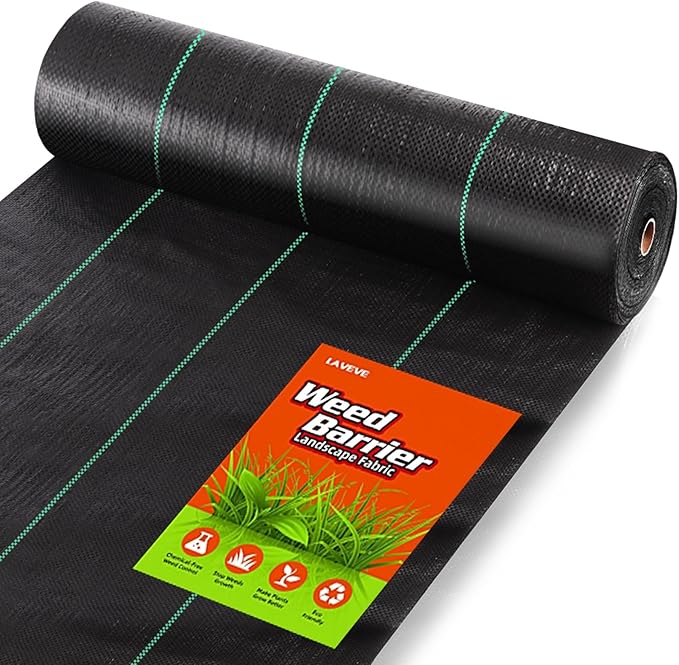 LAVEVE 3FT x 400FT Weed Barrier Landscape Fabric, 3.2oz Premium Heavy Duty Garden Cloth, Ground Cover for Gardening, Farming