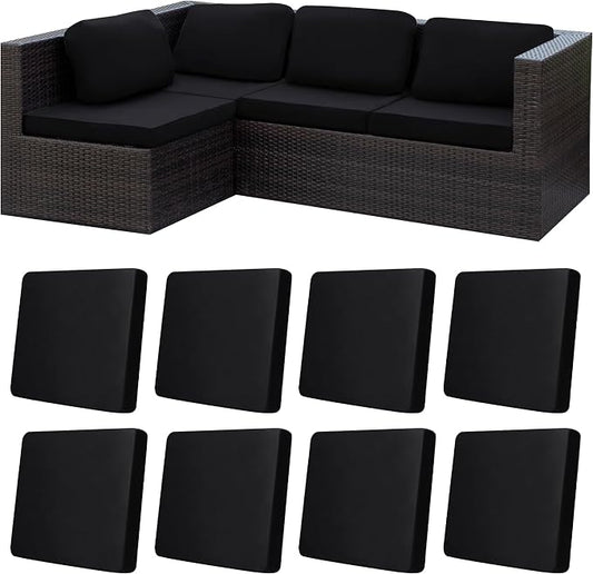 8Pcs Stretch Patio Cushion Covers,Outdoor Couch Covers Replacement,Outdoor Couch & Sofa Slipcovers,for Patio Furniture Cushion Covers,Washable Reusable Furniture Protector (Black, Cover Only)