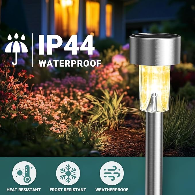 GIGALUMI Solar Lights Outdoor Waterproof, 20 Pack Warm White, Garden Decor Pathway Lights Solar Powered for Yard Patio, Lawn and Landscape