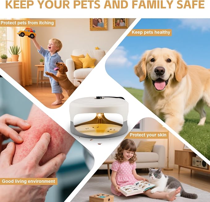 Flea Traps for Inside Your Home (4 Pack), Effective Indoor Flea Light Trap with 12 Sticky Discs & 12 Bulbs, Safe for Pets & Humans, Plug-in Sticky Pads for Bed Bugs & House Insects, 2026 Pro Version