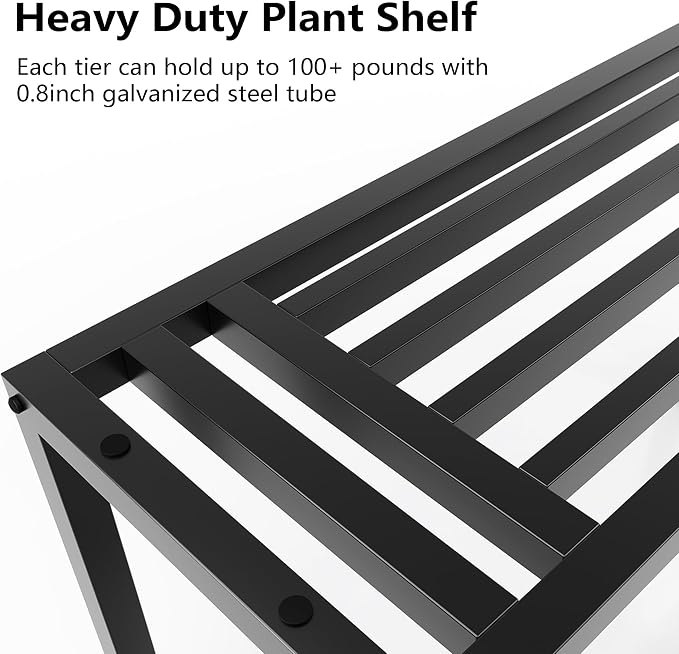 Plant Stand Indoor Outdoor,3 Tier Ladder Metal Plant Stands Riser,Heavy Duty Wrought Iron Plant Shelves for Multi Large Pots,Black Tiered Flower Display Holder for Living Room,Patio,1-Pack