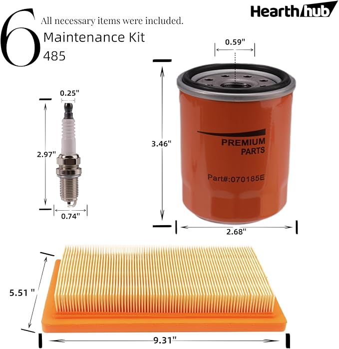 Generator 6485 Maintenance Kit - 0J8478 Air Filter, 070185E Oil Filter, RC12YC Spark Plugs, Compatible with 22KW 16 - 20KW 24KW 26KW Air Cooled Standby Generator with 999cc Engine 2013+ (2 Pack)