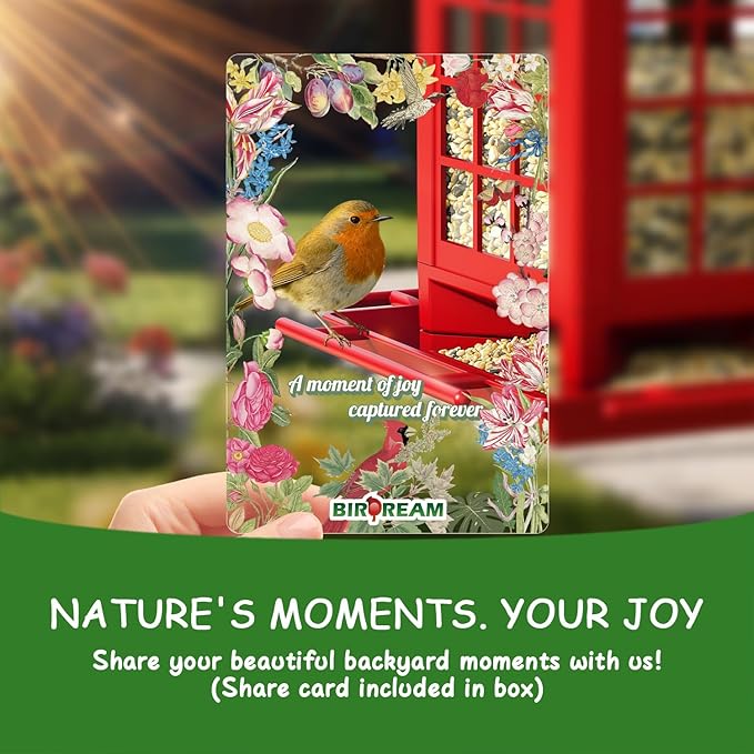 Birdream 2 Pack Bird Feeders for Outdoor Hanging, Assembly Required, 1-Min Easy Setup, Classic Courtyard Design, Attracting Cardinals Chickadees Goldfinches & Sparrows - Red