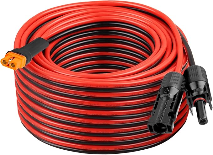 XRDS -RF Solar Panel Adapter Cable to XT60i 50FT - 10AWG XT60i Female Solar Cable Tinned Copper Wire with PVC Jacket, XT60i Solar Extension Cable for Power Station and Portable Generator