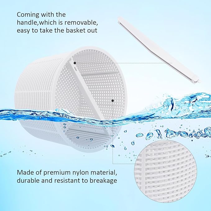 7'' Pool Skimmer Basket for Inground Pool Compatible with Hayward Skimmers Basket SPX1082CA & Aladdin B-152 Skimmer, Model SP1082 SP1083 SP1084 1085 SP1075 1075T 1076 1077 SP1082CA Pool Filter Basket