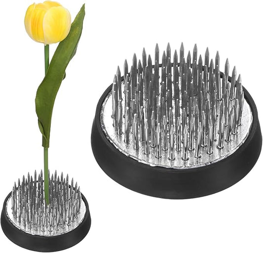 M METERXITY 2-Pack Flower Frog 1.57" Round Steel Floral Arranger Pins Ikebana Holder W Rubber Base for Flower Arrangements/Craft Plant/Home Decor, Floral Kenzan Fixed Tool [1.1cm Pins]