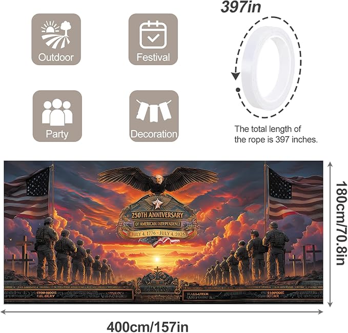 6 * 13FT Summer 250th Anniversary Garage Door Cover Decorations Sunset Palm Trees Garage Door Banner for Outdoor Indoor Summer Party Photography Backdrop