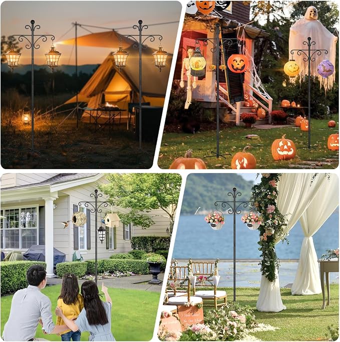 Bird Feeder Pole, 92inch Shepherds Hooks for Outdoor Heavy Duty Bird Feeder Stand Tall Double Garden Hooks for Hanging Plants, 1 Pack