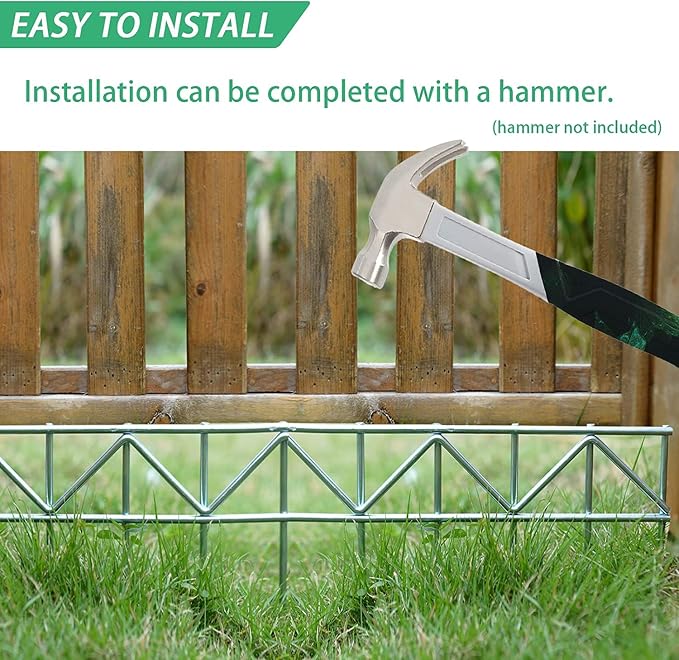 5 Pack 24" L x 15" H Animal Barrier Fence, Underground No Dig Fence Patented Product, 5.5mm Galvanized Stakes with 2 inch Spacing, Anti Digging for Dogs, Total 10Ft(L) X 15in(H) Silver