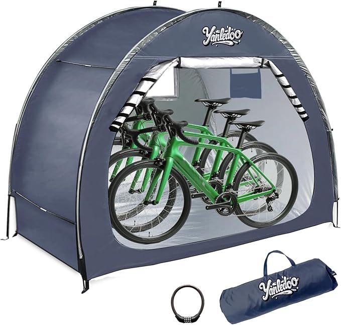 Bike Shed, Waterproof Bicycle Shelter, Outdoor Portable Bike Storage Shed Tent with 210D Oxford Fabric, Bicycle Cover Fits 2-3 Bikes (Blue)