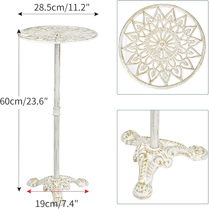 Sungmor Heavy Duty Cast Iron Potted Plant Stand, 24.2" Tall Metal Plant Stand, Vintage & Rustic Style Flower Stand Indoor Outdoor Garden Table, Decorative Flower Pot Holder for Balcony Patio