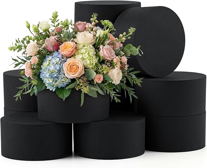 Lallisa 12 Pcs Black Round Reusable Floral Foam Blocks Water Weather Resistant Dry Floral Foam for Artificial Flower Arrangements Outdoor Hanging Florist Plant Bases for DIY Wedding (3.15 x 1.5)