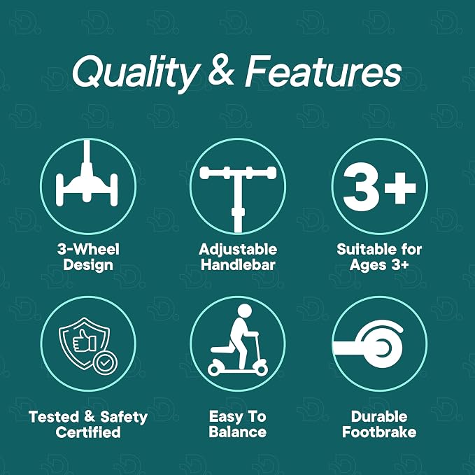 Aqua 3 Wheel Scooter with Seat for Kids, Light-Up Wheels, Adjustable Lean to Steer Handlebar and Seat, Smooth Wheels, Wide No-Slip Deck, Rear Foot Brake, Toddler Outdoor Toys for Ages 2+