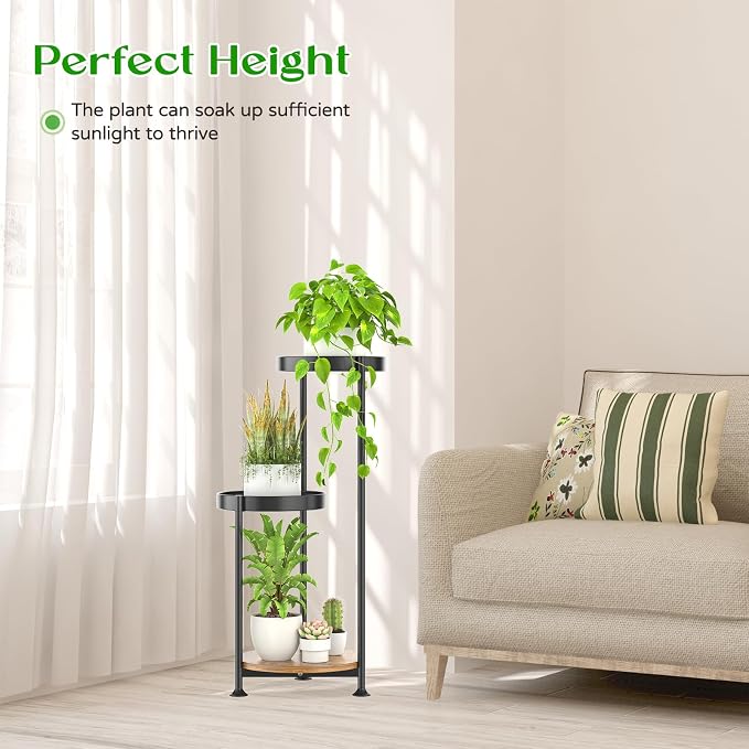 Oppro Plant Stand Indoor Outdoor Set of 2, Tierd Corner Plant Stands Holder, Iron Flower Shelf Display Rack for Window Balcony Garden Patio