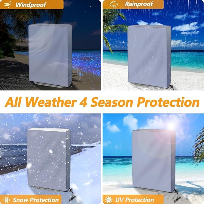 Zero Gravity Folding Chair Cover with Storage Bag, Outdoor Lawn Patio Garden Chair Covers Waterproof Dustproof All Weather Resistant 43"x28"（Gray）
