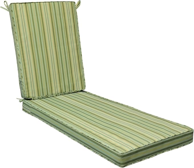 AAAAAcessories Outdoor Chaise Lounge Cushions, Fade-Resistant, Waterproof Patio Furniture Replacement Cushions, 78" x 20" x 3", Mossy Forest Stripe