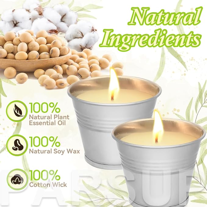 18PCS Citronella Candles - Garden Citronella Scented Candles Outdoors, 180-270 Hours Burning, Natural Soy Wax, Portable Jar Candle Gift Sets for Home Patio Yard Indoors, Balcony, Camping