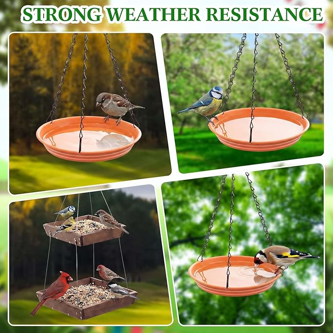 2 Tier Large Platform Cedar Bird Feeders with Round Hanging Birds Watering Tray, Bird Bath, Wooden Mesh Seed Tray Platform for Outdoors Garden Decor, for Cardinal Blue Jay