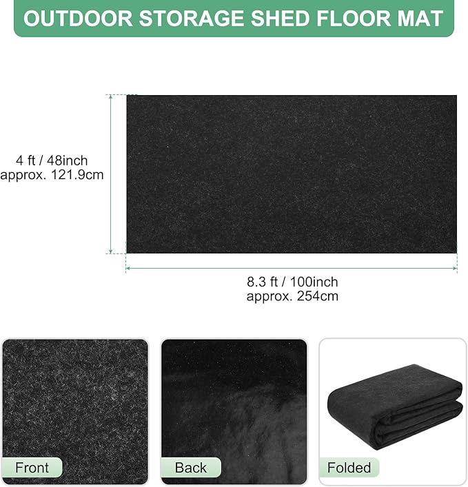 M METERXITY Outdoor Storage Shed Mat, 4x8.3 FT Waterproof Small Shed Flooring Mat for Patio Furniture Floor Protecting from Wear/Liquid/Dust/Oil, Non-Slip Carport Pad [Grey]