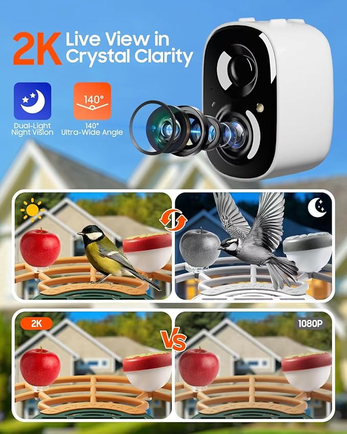 Bird Feeder with Camera, Smart Birdfeeder with Cam Solar Powered, 2K HD Video, AI Identification, Instant Arrival Alerts, IP66 Bird Bath & Feeder,Gift for BirdLover (with Stand, Dark Green)