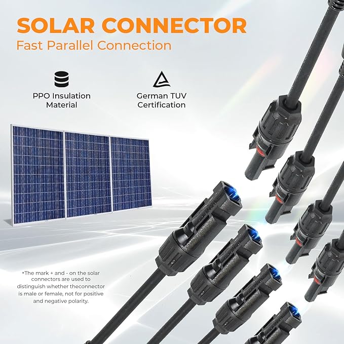 Solar Panel Connector 4 to 1 Solar Panel Splitter 4 Way 1000V Solar Panel Parallel Connectors Solar Adapter Cable Plug Pair for Solar System Solar Panel (4 to 1 1 Pair)