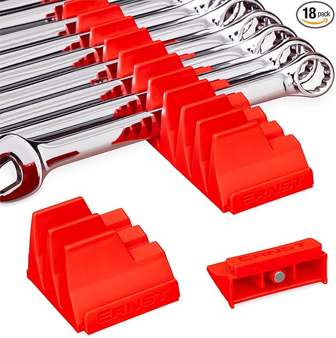 Ernst Manufacturing Wrench Pro - Modular Wrench Organizer for 40 Tools with Magnetic Base (Red) - Made in the USA