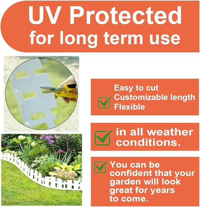 Garden Edging 33FT x 3.5~4.6IN Tall, Landscape Edging Borders with 60pcs Plastic Stakes,Arched Design Flexible Lawn Edging Border, No Digging Edge Fence DIY for Tree Flowerbeds Grass Yard