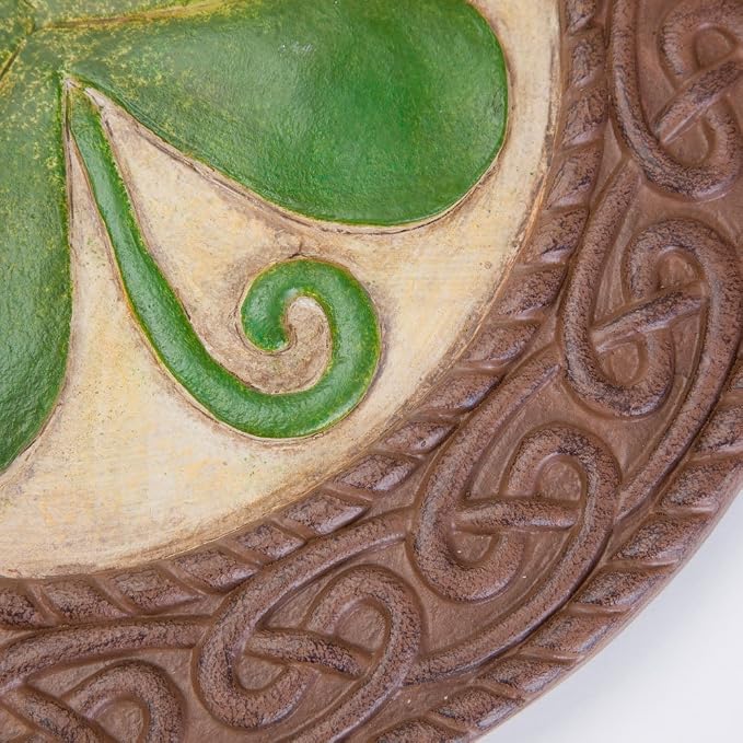 Bits and Pieces - Glow in the Dark Shamrock Garden Stone - Irish Garden Decor Yard Art Accent - 10" x 10" Round Durable Polyresin Stepping Pavers for Landscaping and Outdoor Pathways
