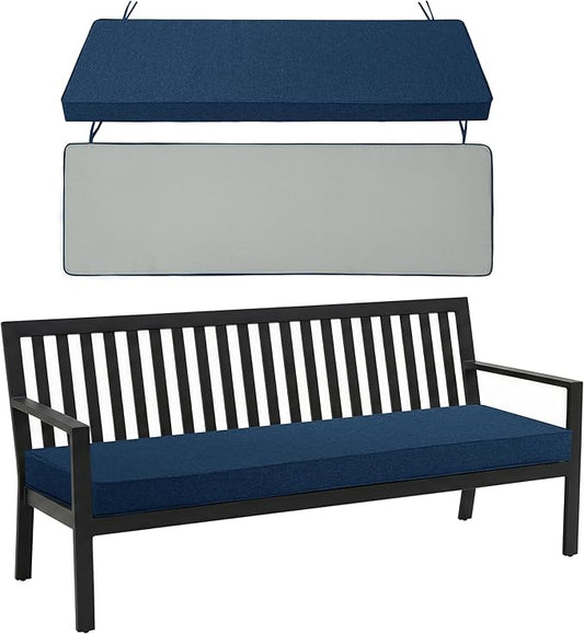 Outdoor Bench Cushion, Water-Resistant & Fade-Resistant, Porch Swing Cushions with Ties, Patio Furniture Seat Pads for Garden Loveseat, Removable Cover Non-Slip Bottom, 48 x 16 Inch, Navy Blue